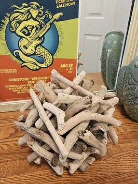 Driftwood Decorative Sphere - Natural Sun bleached. Home Accent